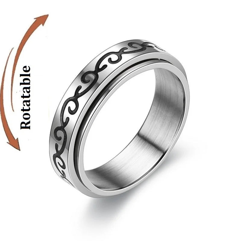Stainless Steel Star and Moon Rotating Anxiety Relief Ring