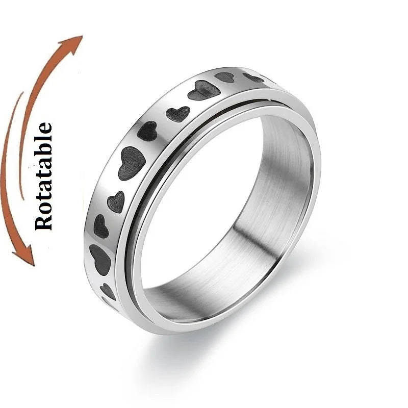 Stainless Steel Star and Moon Rotating Anxiety Relief Ring