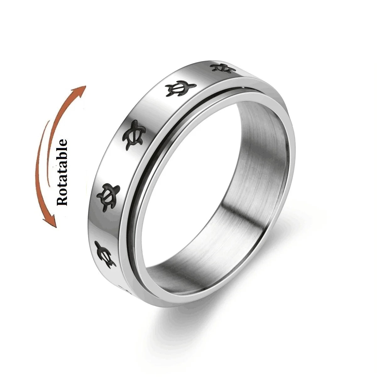 Stainless Steel Star and Moon Rotating Anxiety Relief Ring