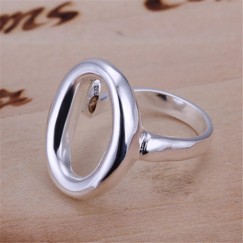 925 Silver Open Circle Adjustable Ring for Women