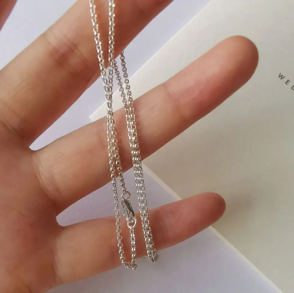 S925 Silver Rolo Chain Necklace for Women & Men