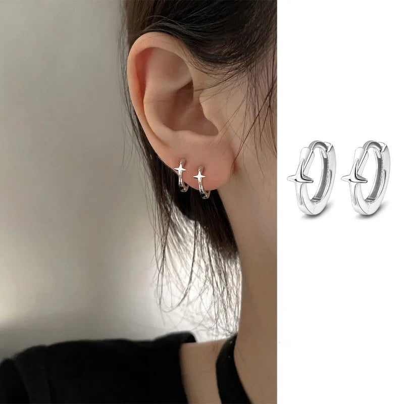 925 Silver Star Earring – Trendy Hip-Hop Style