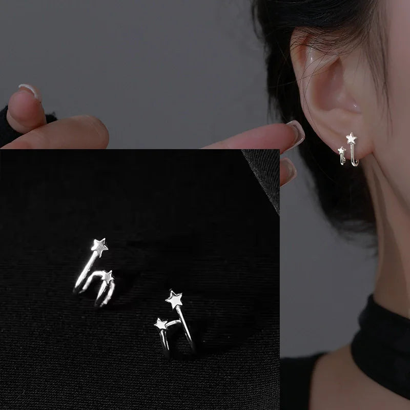 925 Silver Star Earring – Trendy Hip-Hop Style
