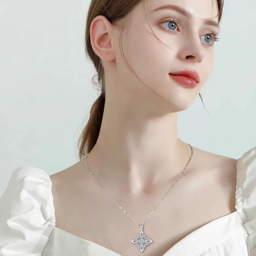 925 Thai Silver Witch Knot Necklace with Zircons