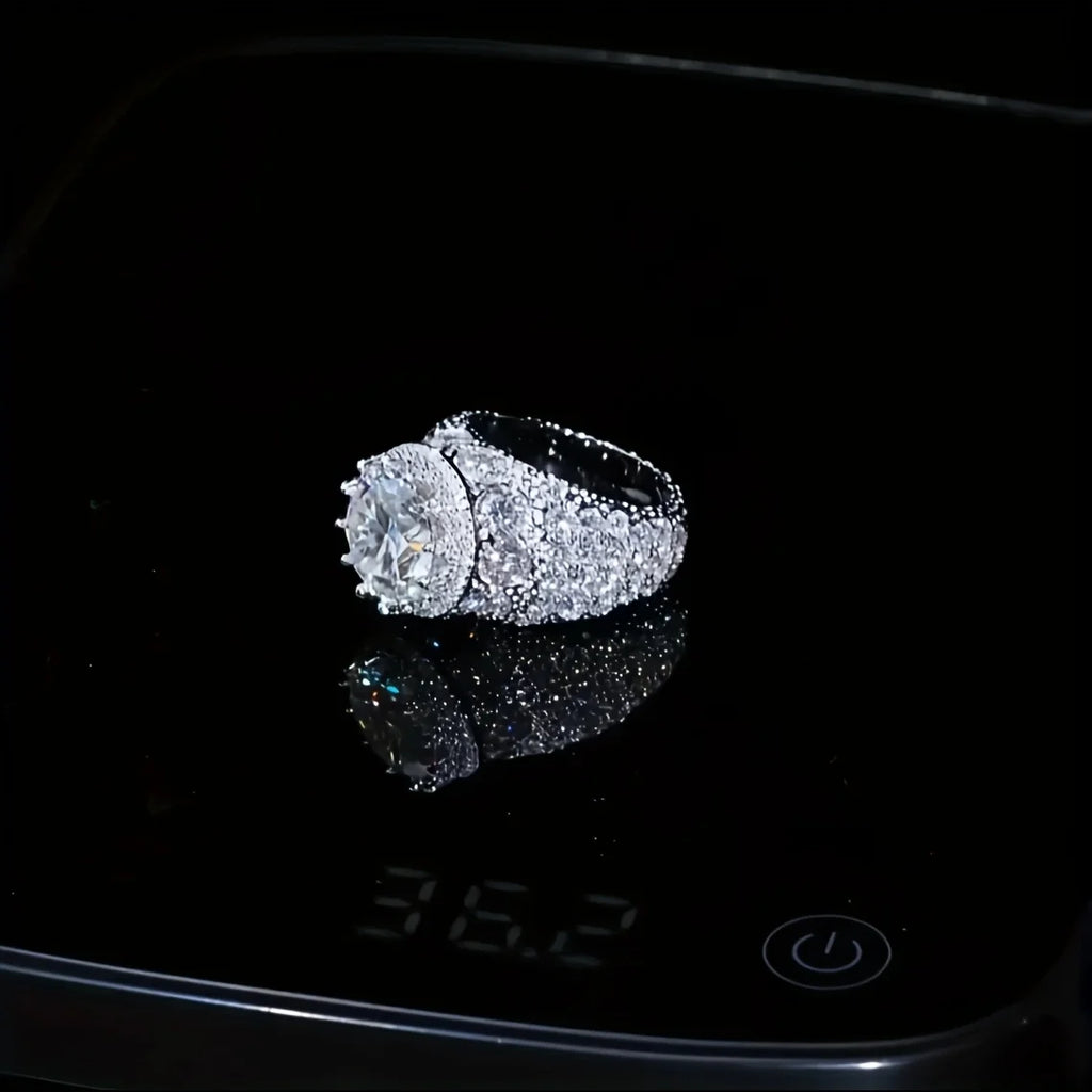 Icy Round Zircon Crown Ring – Sterling Silver 925