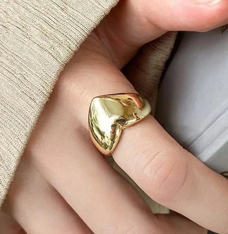 Silver Arched Wide Geometric Punk Ring