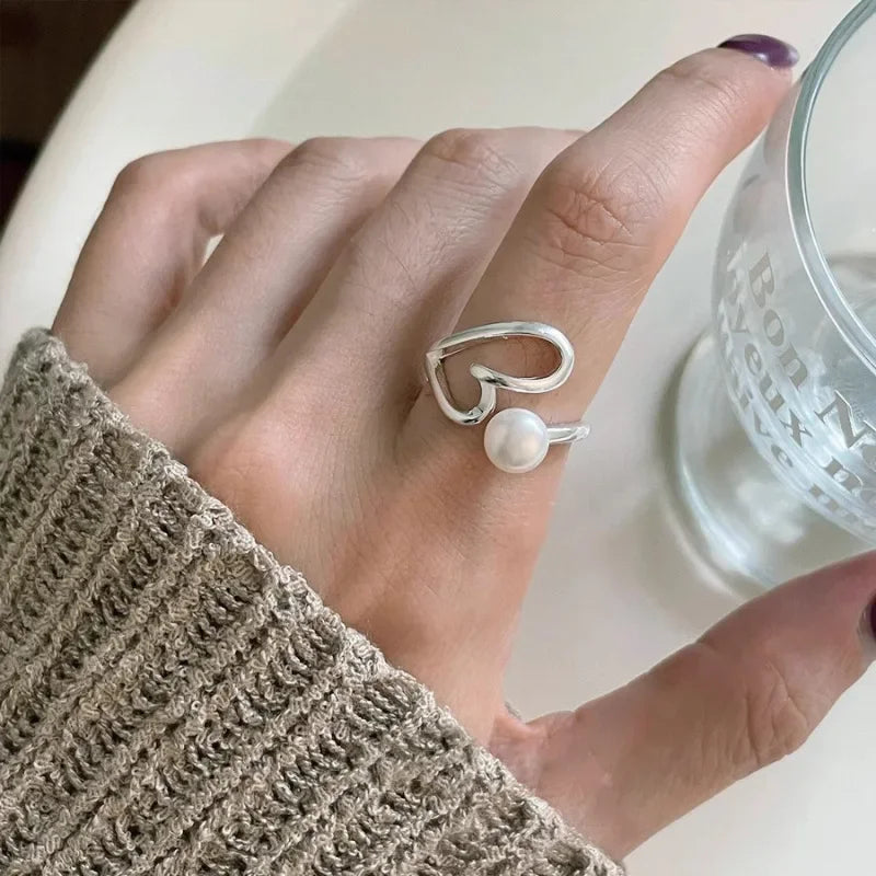 Silver Arched Wide Geometric Punk Ring