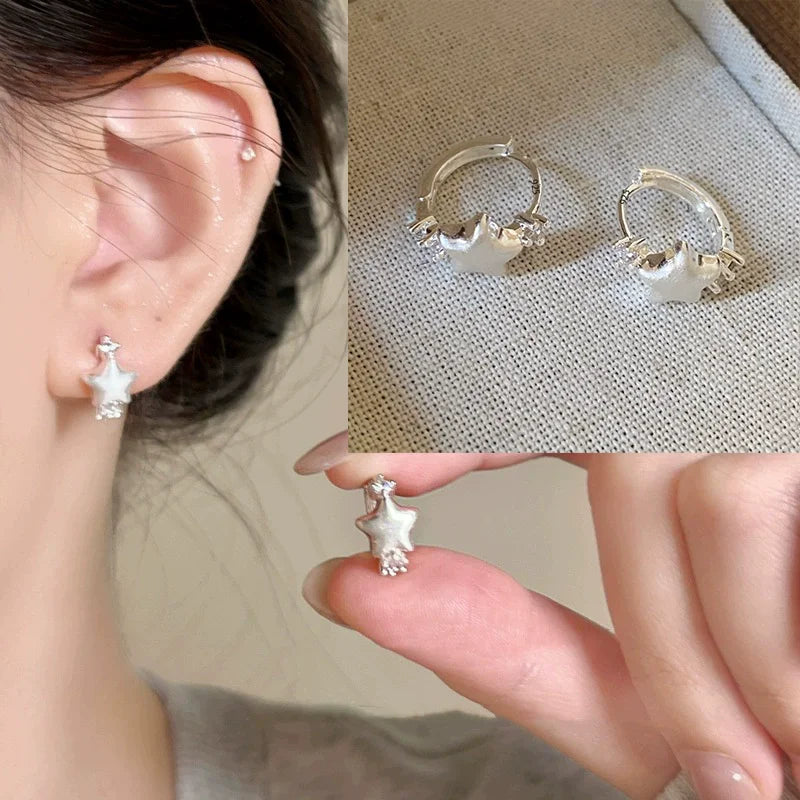925 Silver Star Earring – Trendy Hip-Hop Style