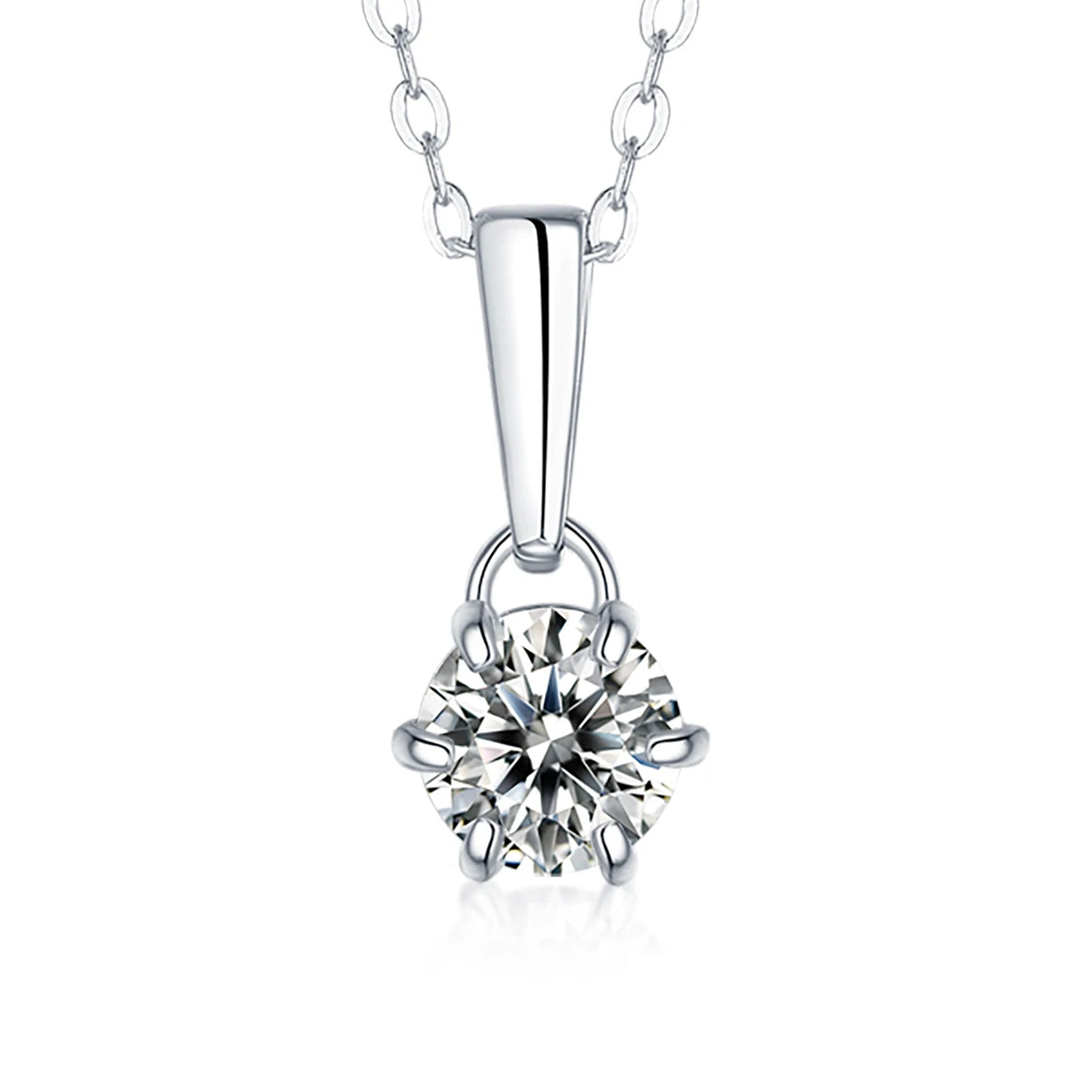 S925 18K Gold Round Solitaire Moissanite Pendant Necklace