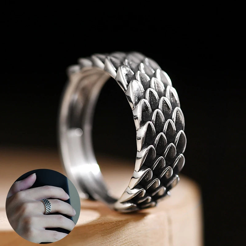 P925 Silver Dragon Punk Ring