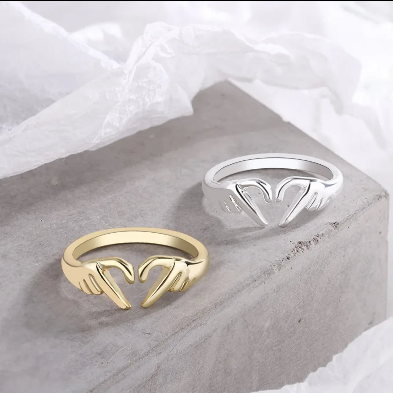 925 Silver Adjustable Open Heart Ring