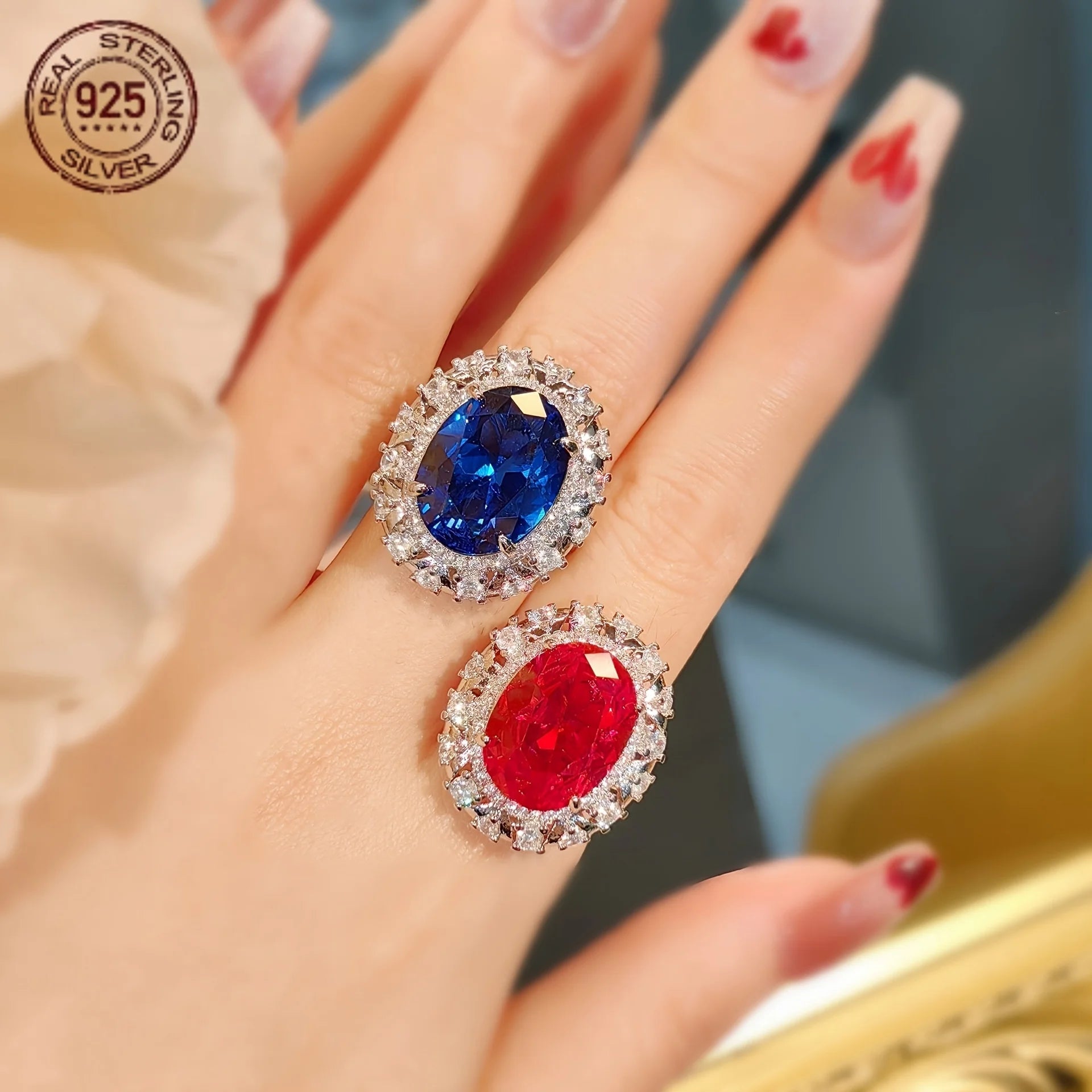 3.5ct Red Ruby 925 Silver Ring for Women