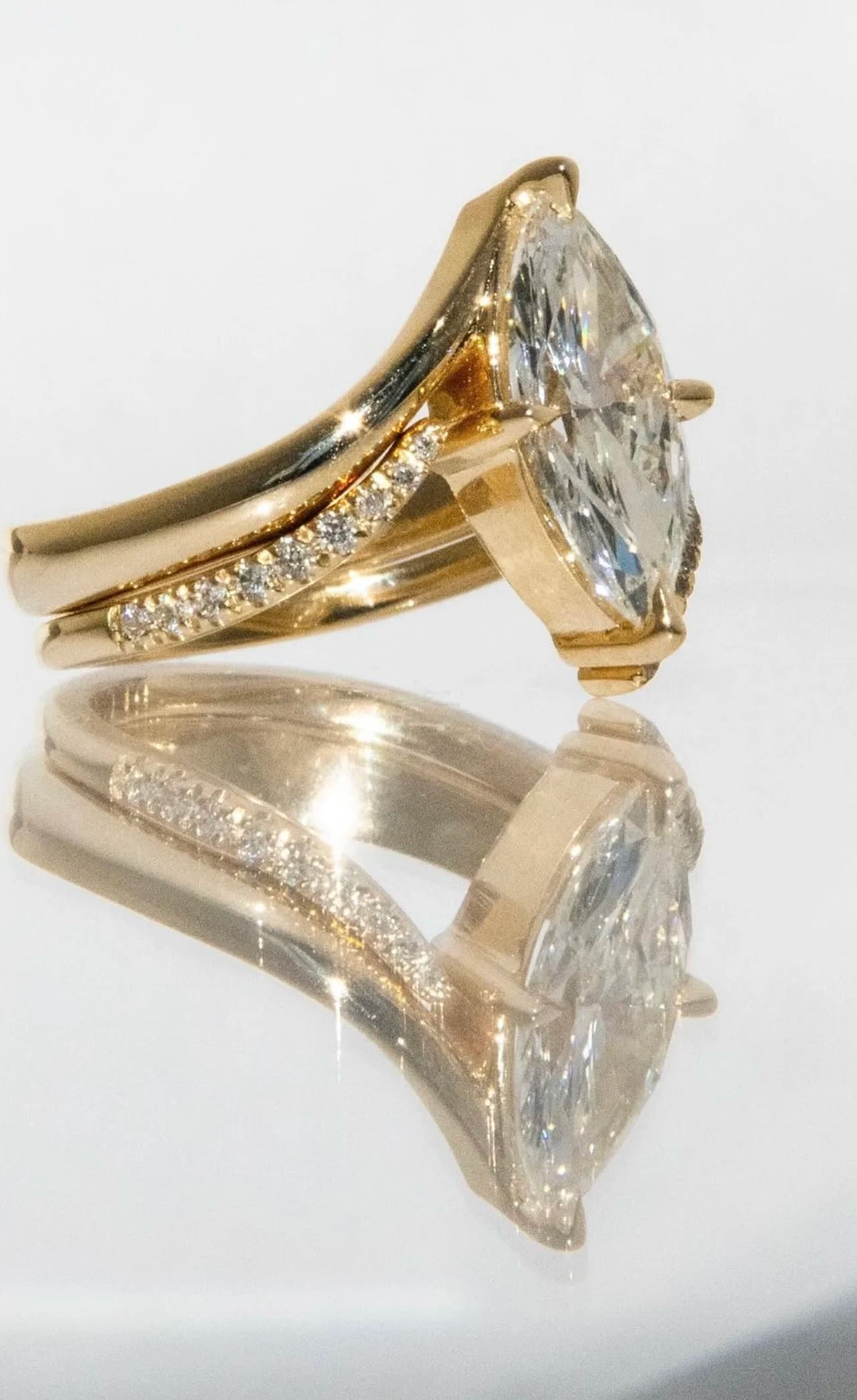 Marquise Fluid Gold Luxe Cluster Ring 3CT Moissanite S925 Silver Gift