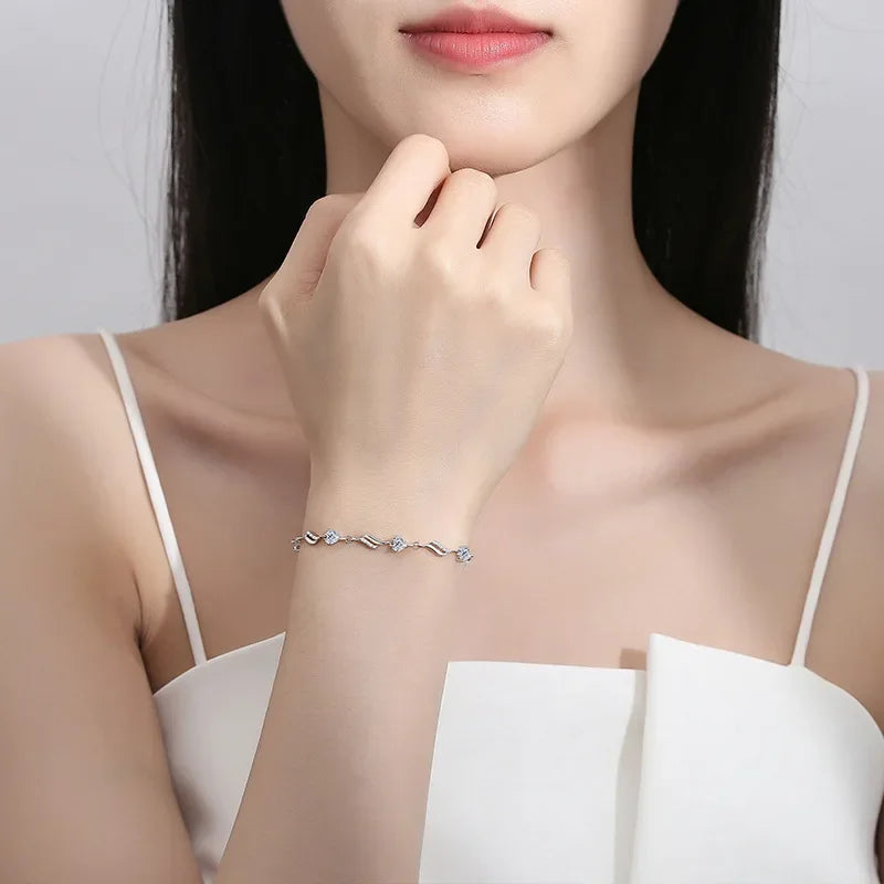 Vintage 925 Silver Zircon Bracelet