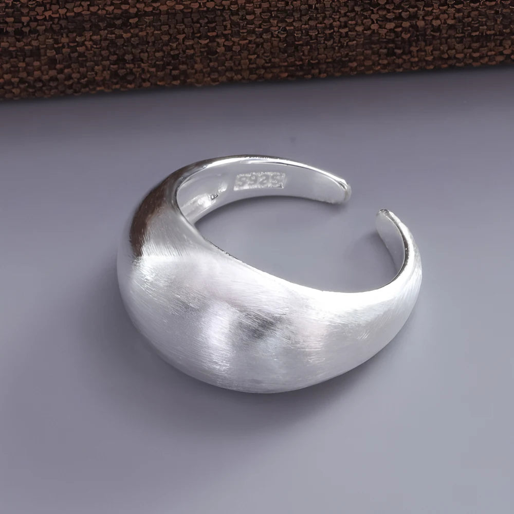 Silver Arched Wide Geometric Punk Ring