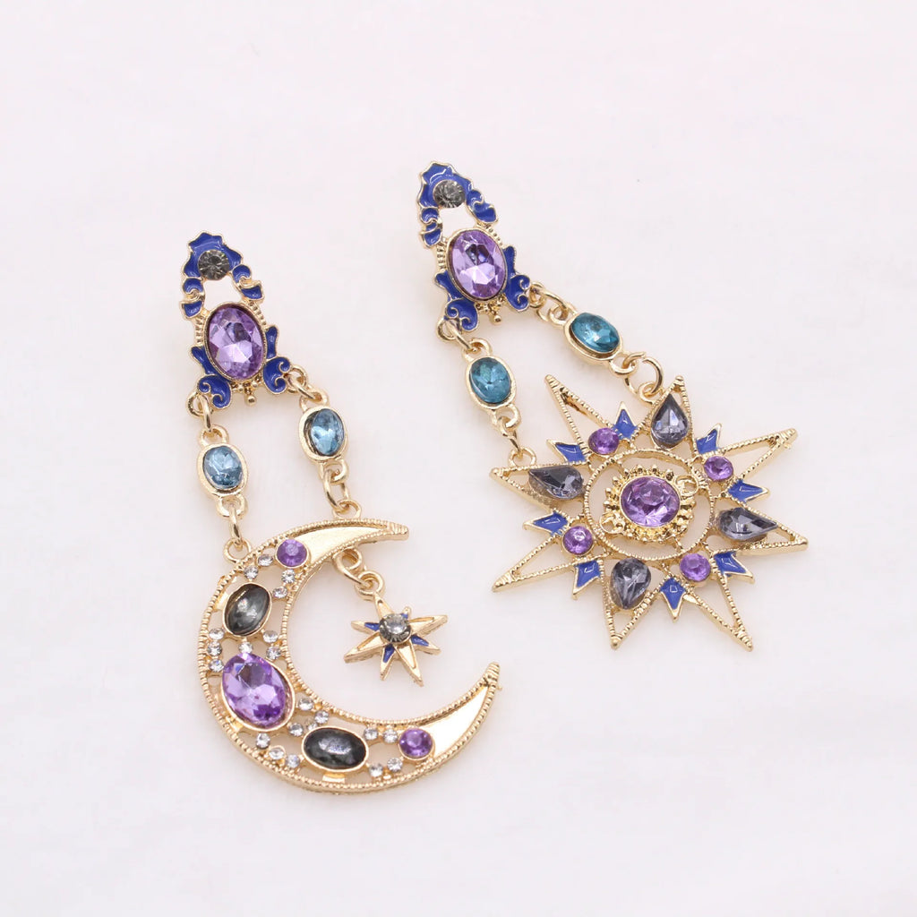 2 Star and Moon Earrings for Women