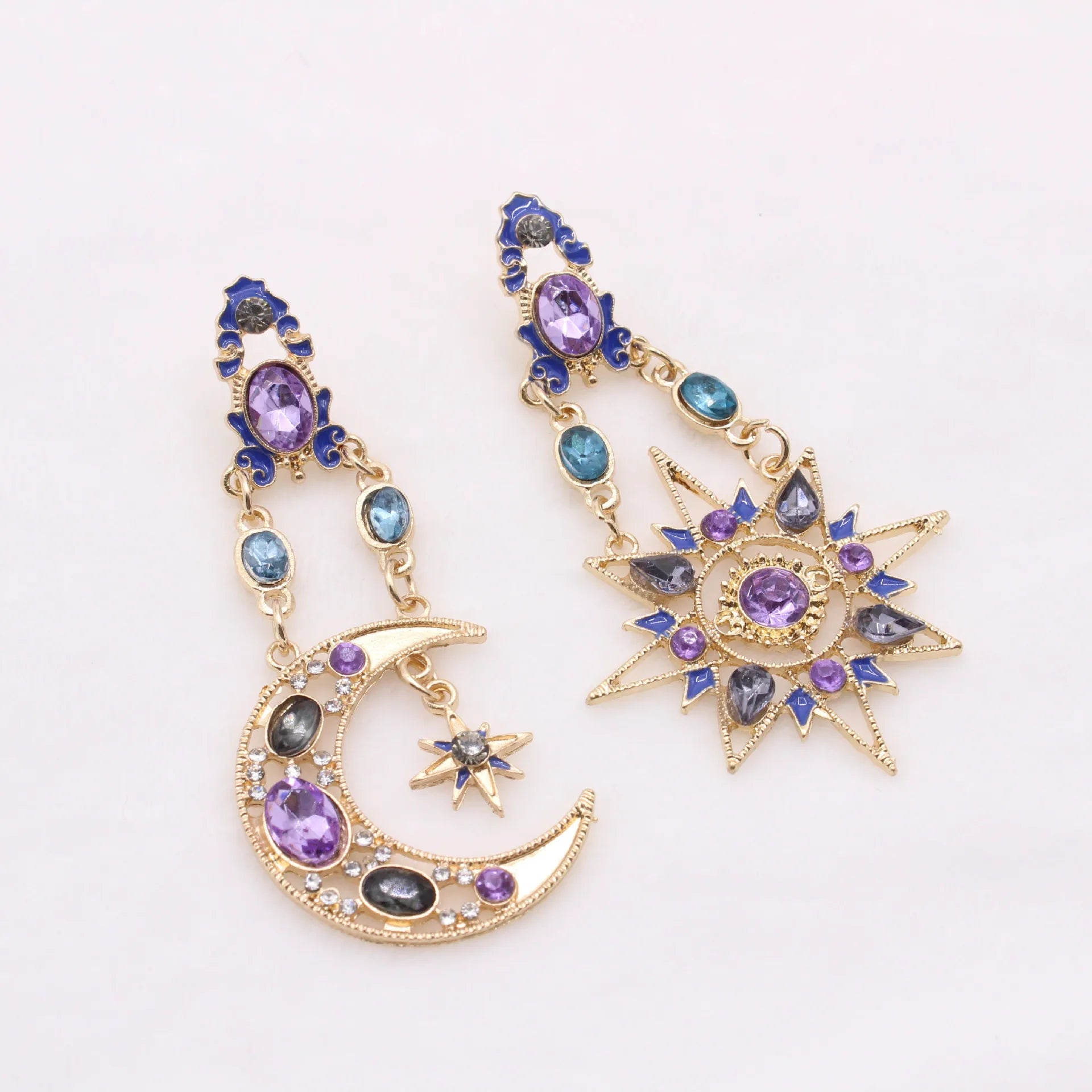 2 Star and Moon Earrings for Women