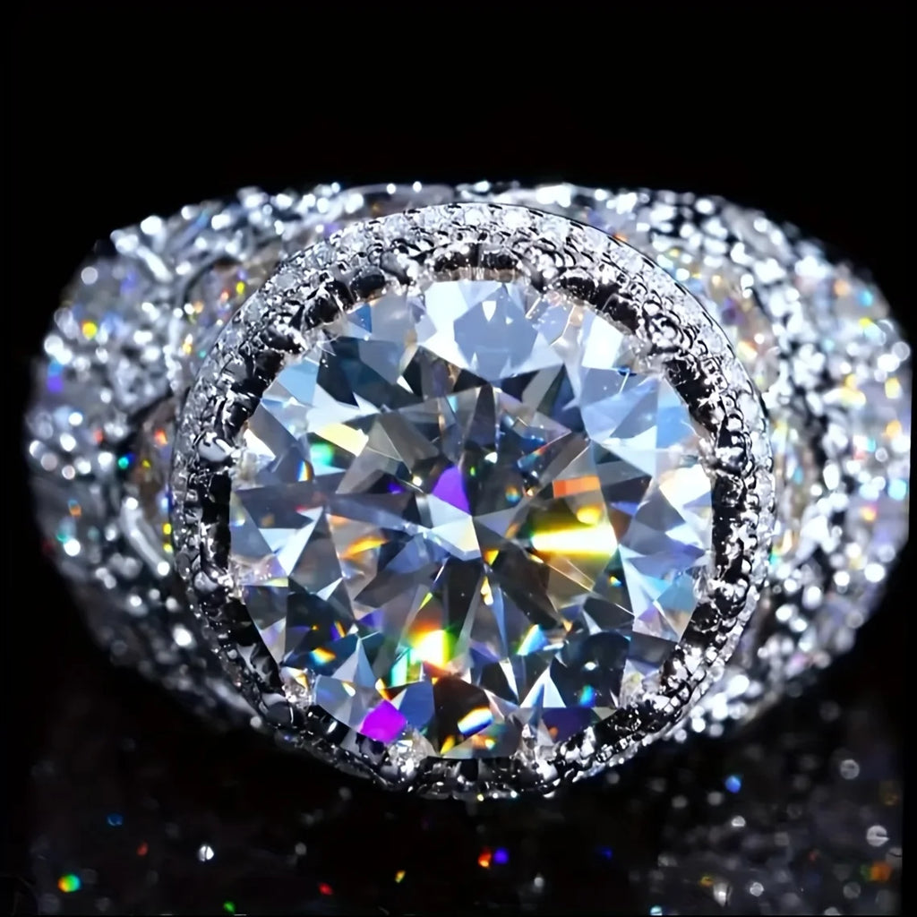 Icy Round Zircon Crown Ring – Sterling Silver 925