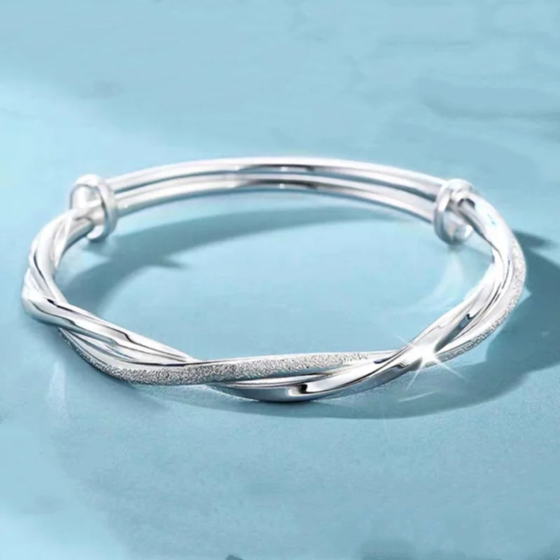 925 Silver Leaf Cuff Bracelet for Women – Adjustable Luxury Bangle