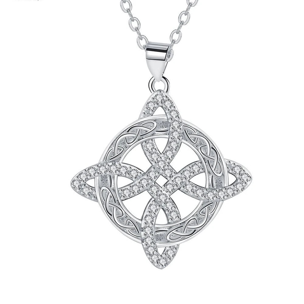 925 Thai Silver Witch Knot Necklace with Zircons