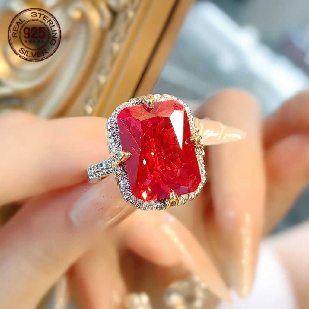 Luxury 8ct Princess Zircon Ring for Women – 925 Silver Jewelry