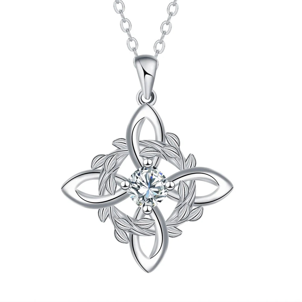 925 Thai Silver Witch Knot Necklace with Zircons