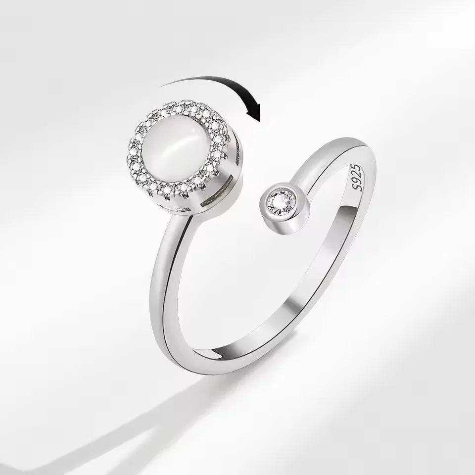 925 Silver Sunflower and Bee Rotating Zircon Ring