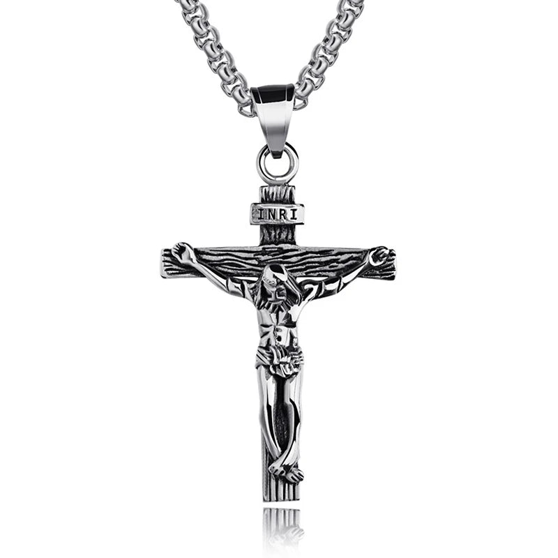 Stainless Steel Jesus Cross Necklace for Men
