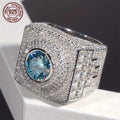 Luxurious Blue Lab Diamond 925 Silver Ring