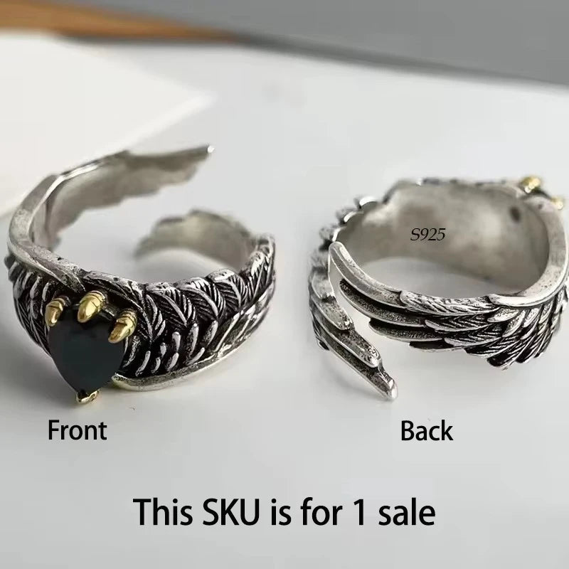 P925 Silver Dragon Punk Ring