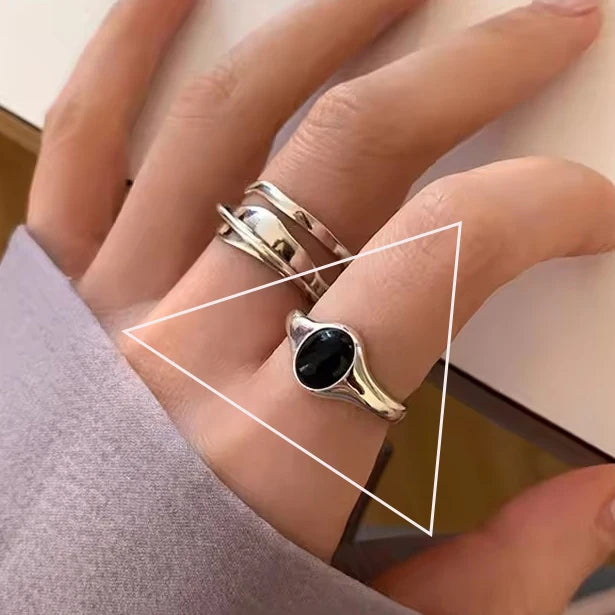 Silver Arched Wide Geometric Punk Ring