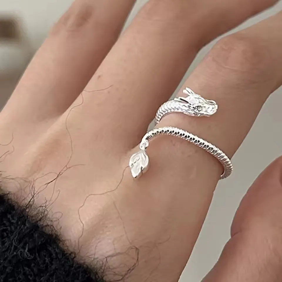 P925 Silver Dragon Punk Ring