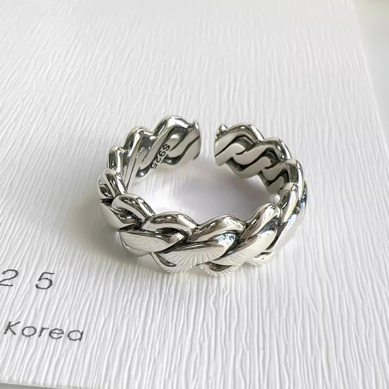 Silver Arched Wide Geometric Punk Ring