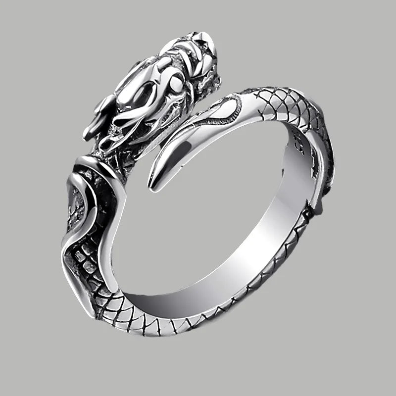 P925 Silver Dragon Punk Ring