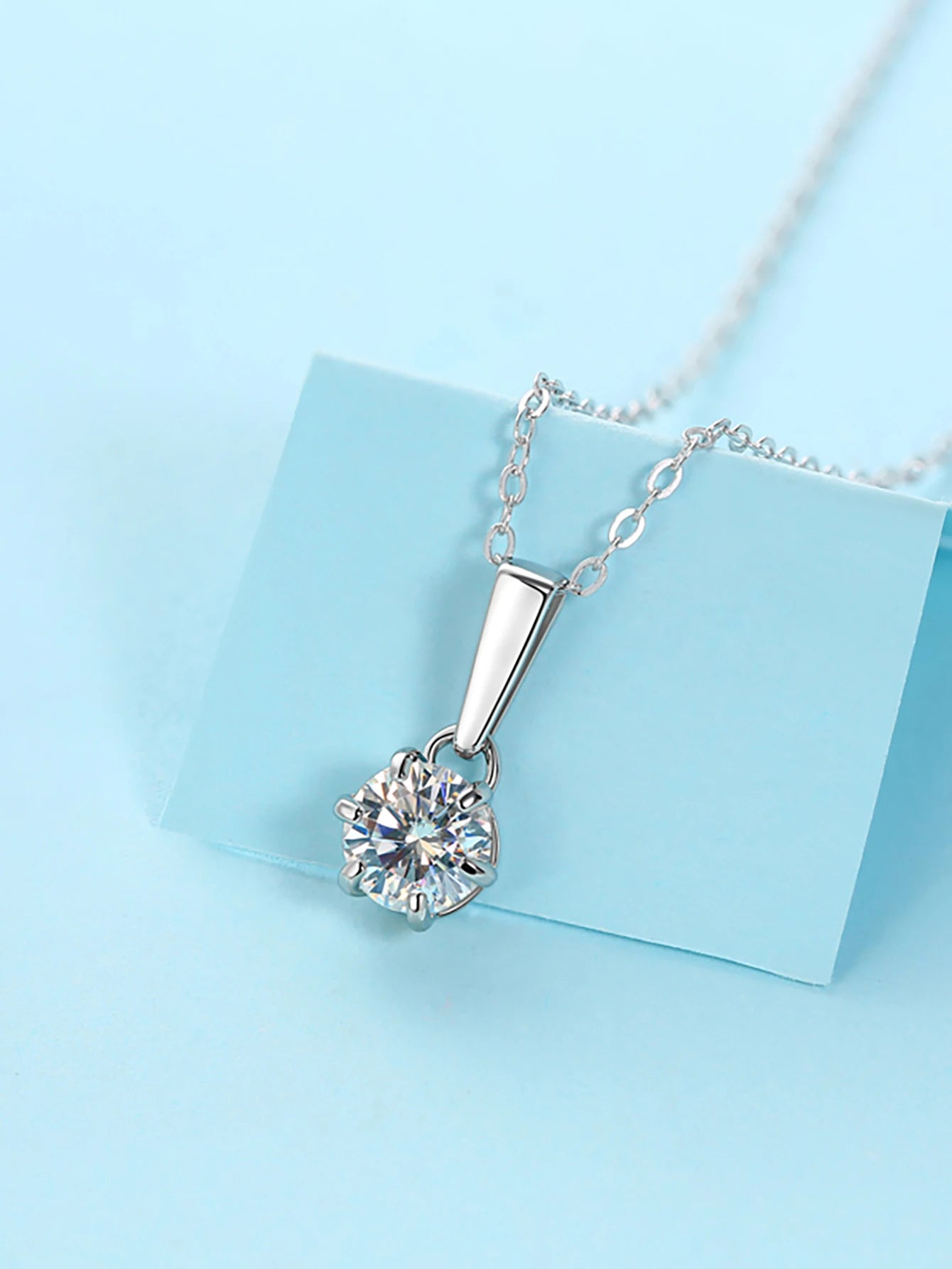 S925 18K Gold Round Solitaire Moissanite Pendant Necklace