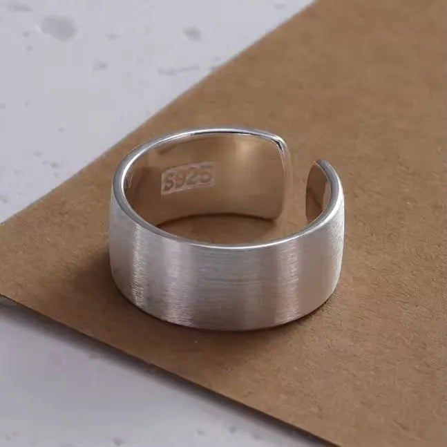 Silver Arched Wide Geometric Punk Ring