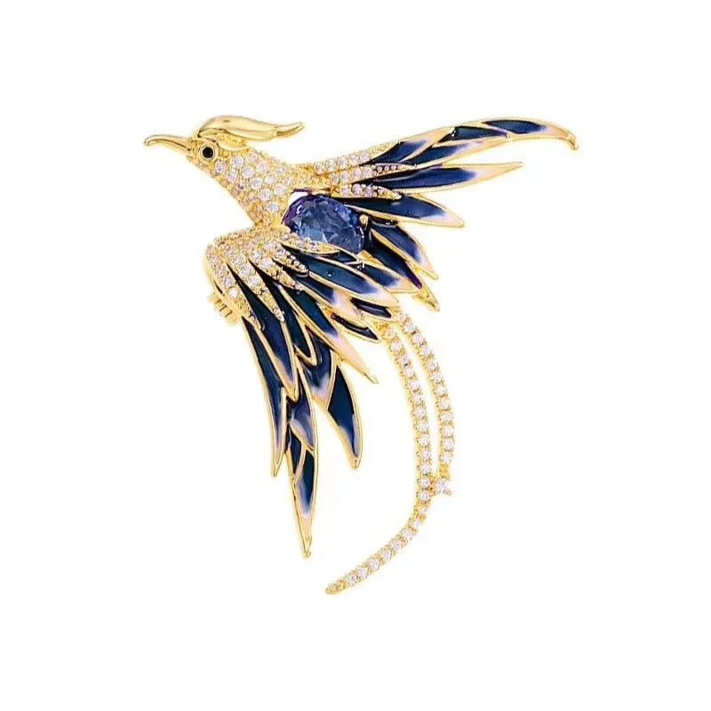 Exquisite phoenix brooch with sparkling stones for women's party