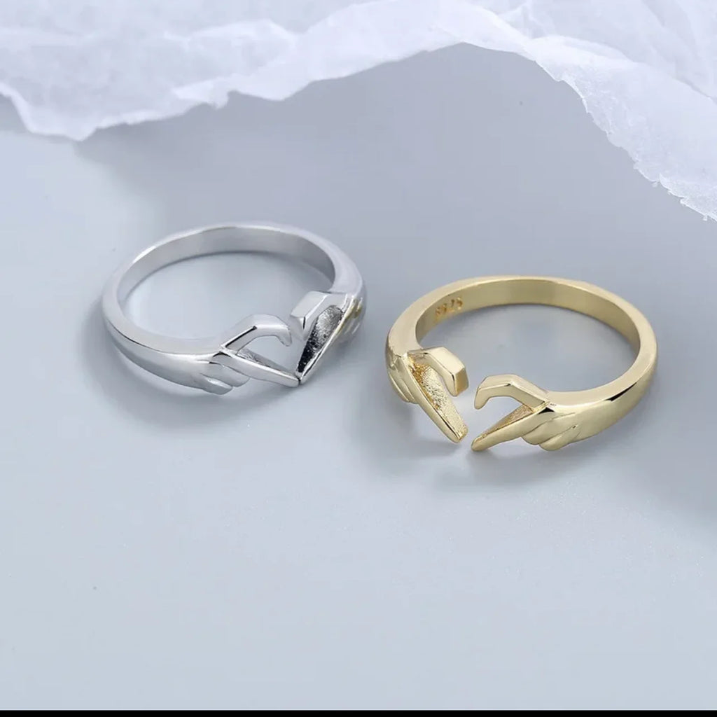 925 Silver Adjustable Open Heart Ring