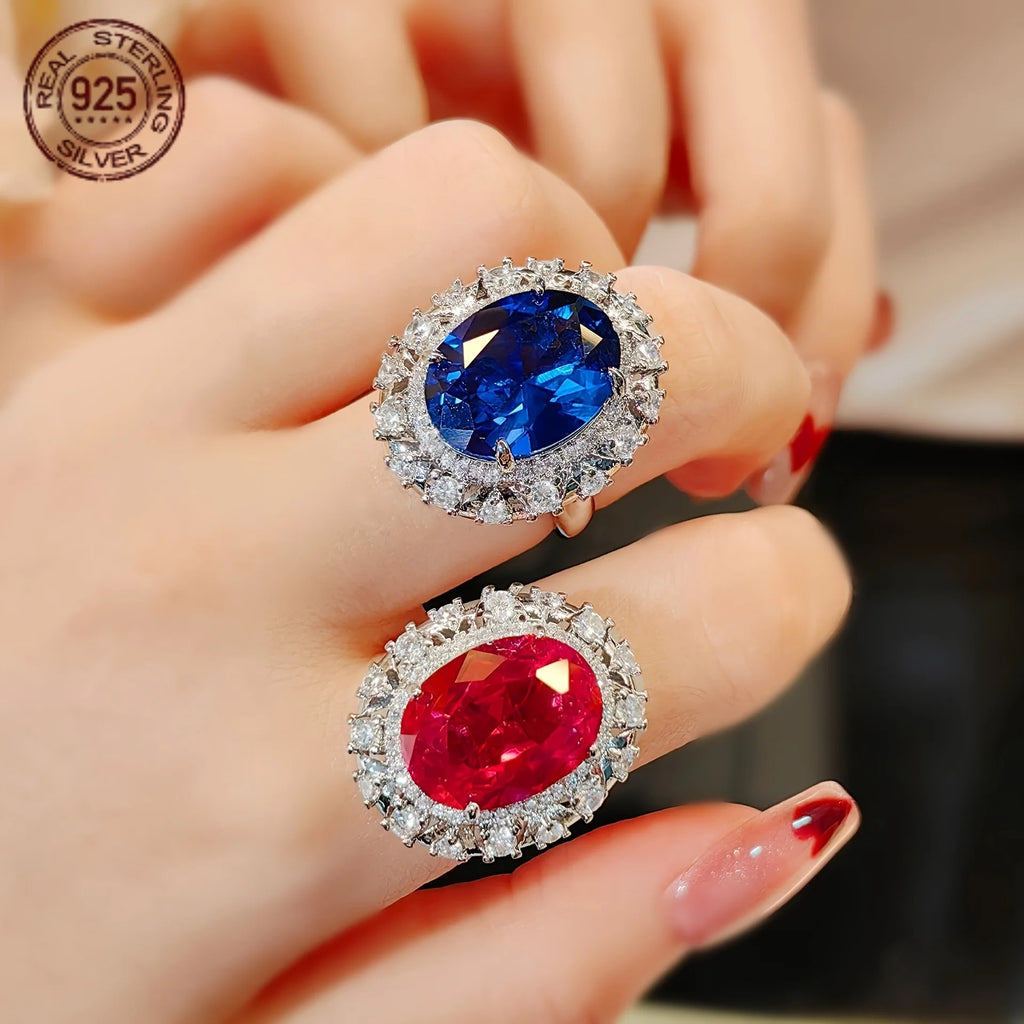 3.5ct Red Ruby 925 Silver Ring for Women