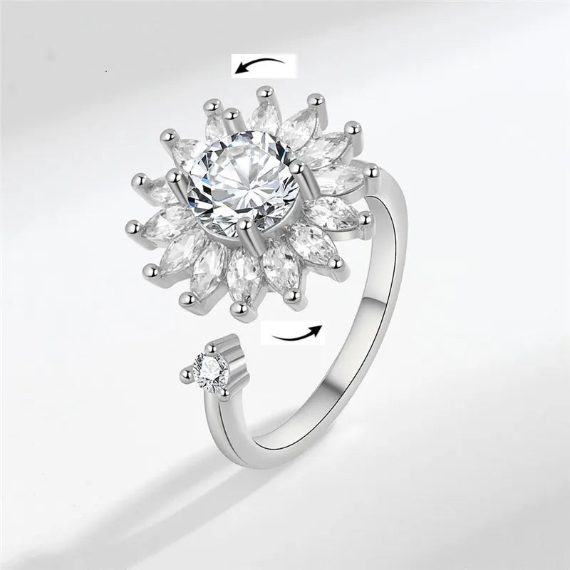 Sunflower crystal ring, anti-anxiety