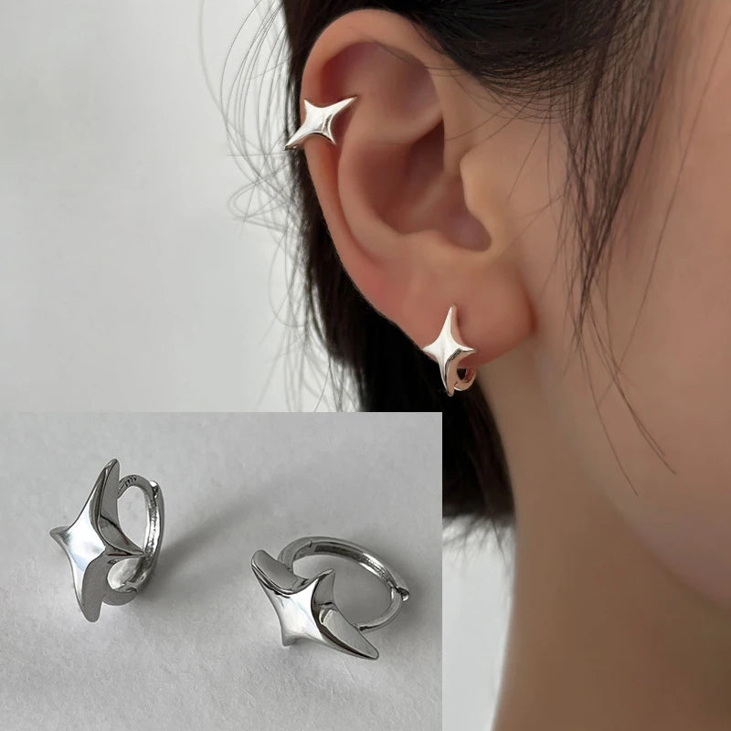 925 Silver Star Earring – Trendy Hip-Hop Style