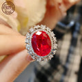 3.5ct Red Ruby 925 Silver Ring for Women