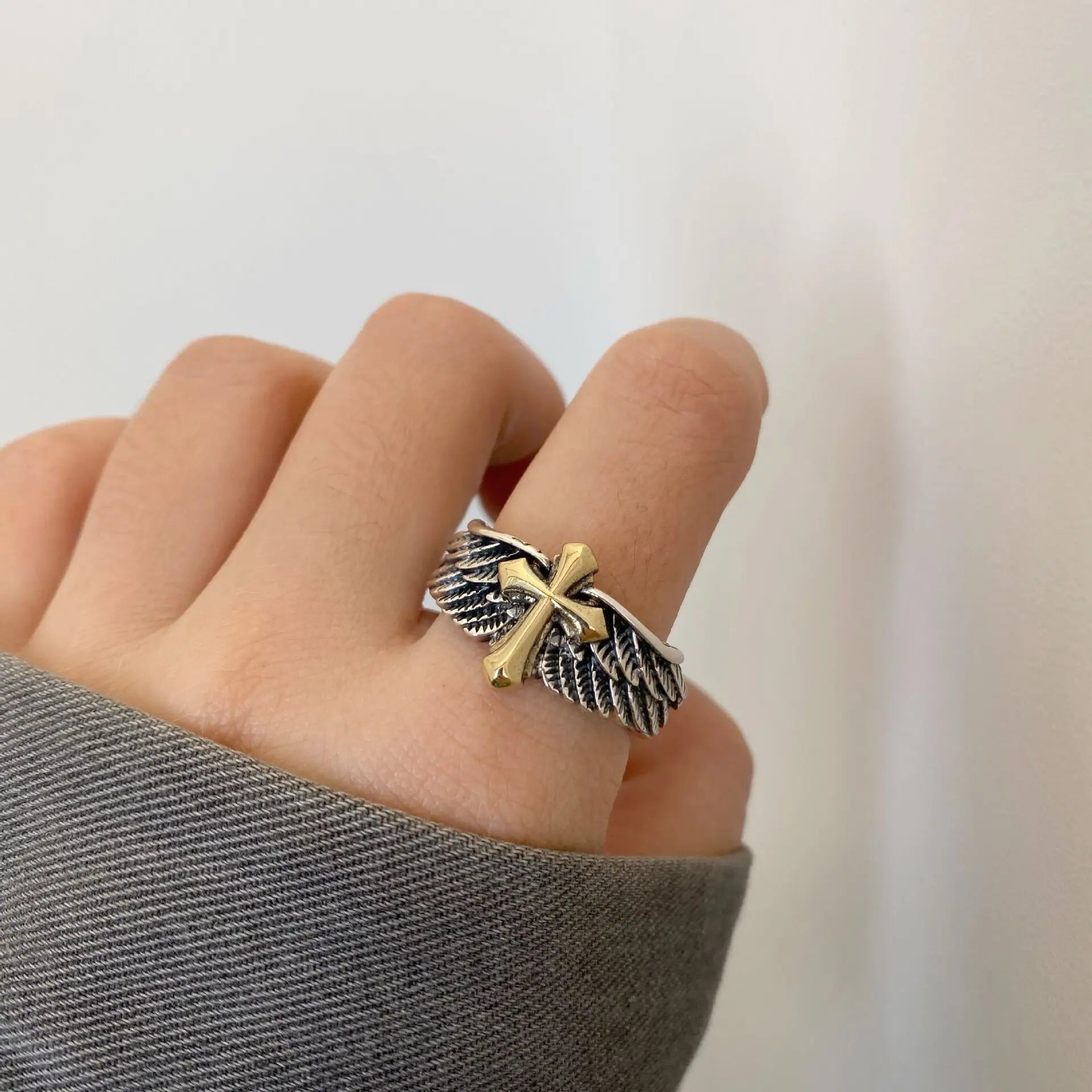 P925 Silver Dragon Punk Ring