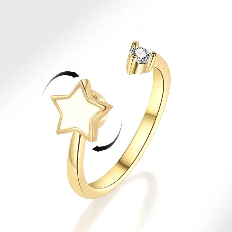 925 Silver Sunflower and Bee Rotating Zircon Ring