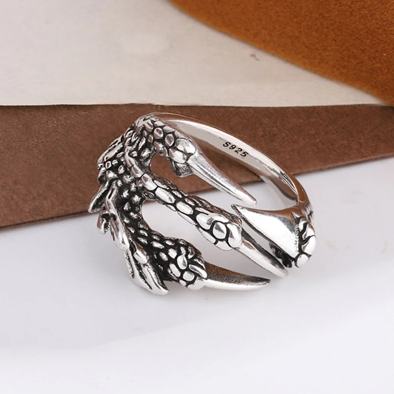 P925 Silver Dragon Punk Ring