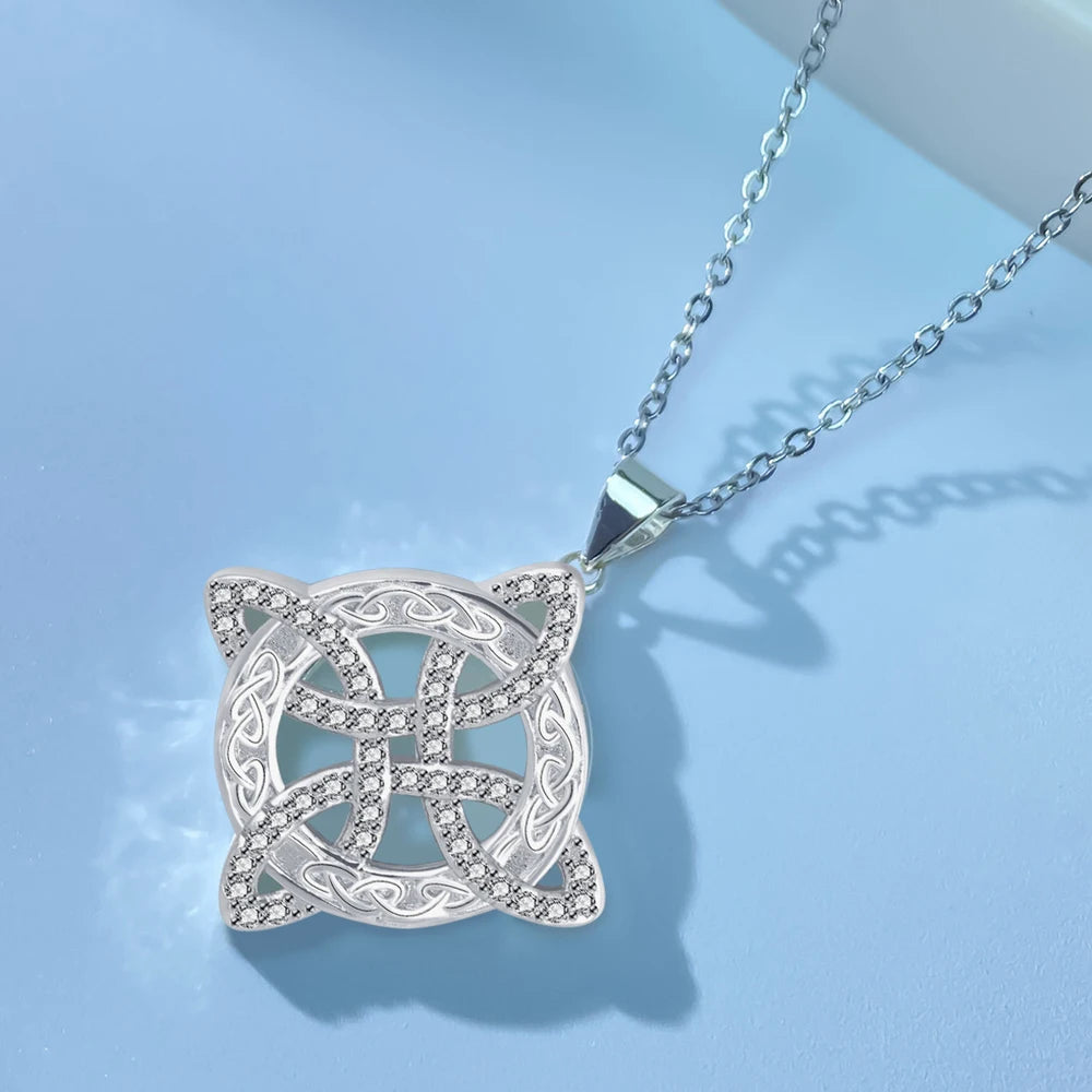 925 Thai Silver Witch Knot Necklace with Zircons