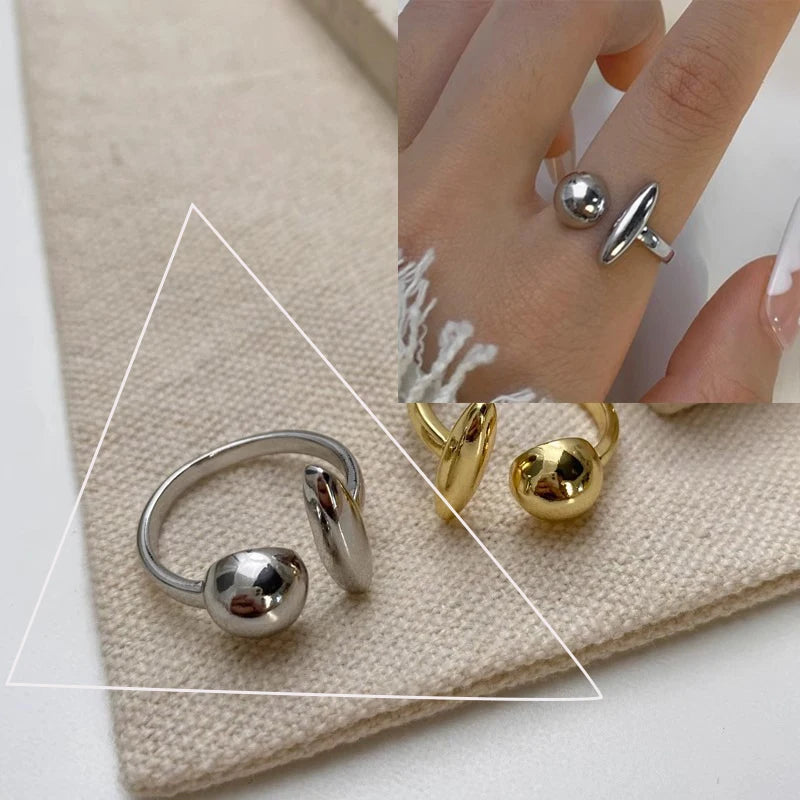 Silver Arched Wide Geometric Punk Ring