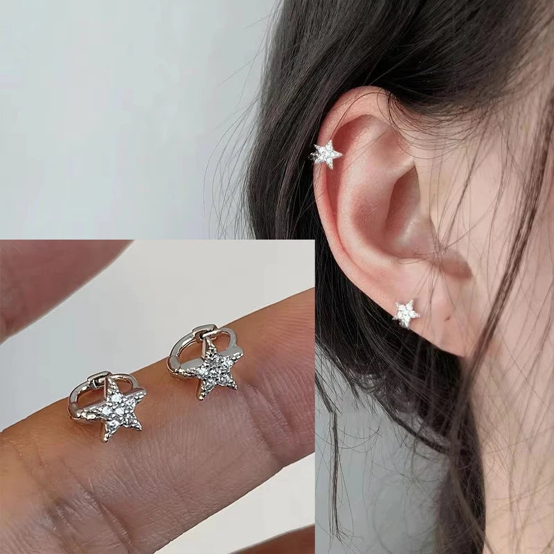 925 Silver Star Earring – Trendy Hip-Hop Style