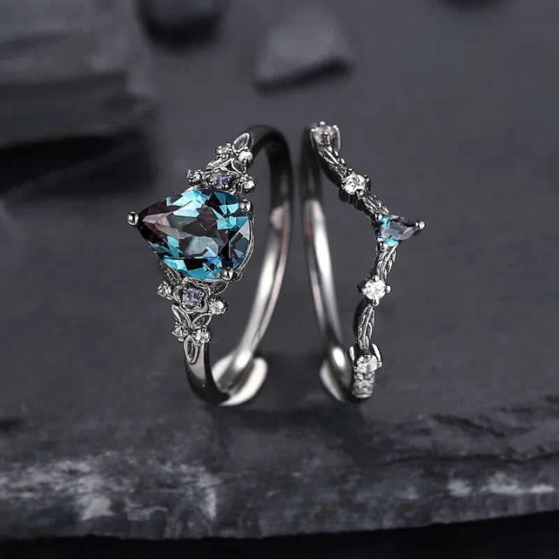 Luxury Black Zircon Vine Ring