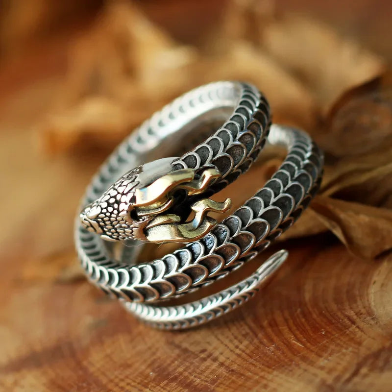 P925 Silver Dragon Punk Ring